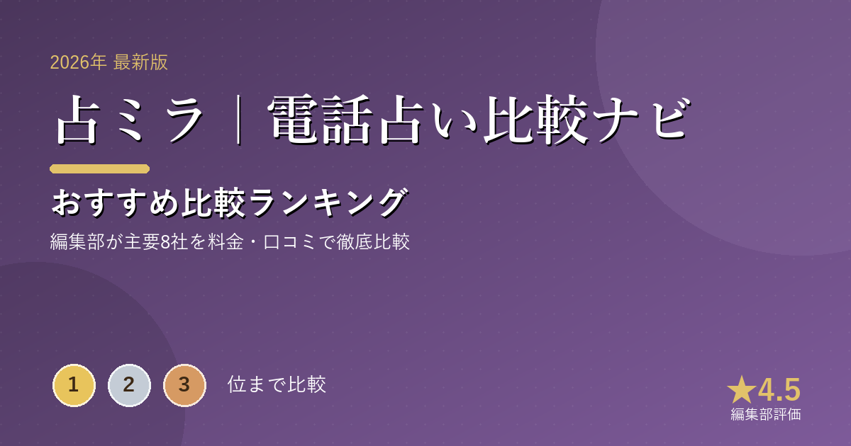 占ミラ｜電話占い比較ナビのおすすめ比較ランキング｜【2026年最新】電話占いおすすめランキング｜料金・初回無料